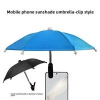 Support de téléphone portable avec parapluie anti-UV et anti-pluie, fixation par clip, pare-soleil anti-reflet, petit parapluie en polyester, soie, acier, plastique