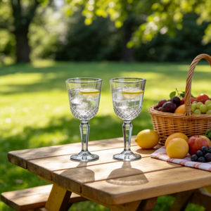 Set di 2 Calici in Vetro Diamantato Moderno, Colore Ambra e Grigio Fumé, Capacità 300ml, con Confezione Regalo, Ideale per Matrimoni e Regali Eid - Product Image 2