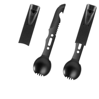 GoalFit Outdoors – Couverts de camping multifonctionnels d'extérieur, couteau, fourchette et cuillère intégrés, outils de coupe en acier inoxydable