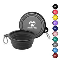 Gamelles pliables pour chiens avec logo personnalisé Gamelle portable pour chiens chats Plat d'alimentation pliable pour animaux de compagnie pour voyager et marcher avec mousquetons