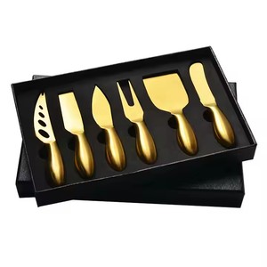 사용자 정의 로고 6 피스 스테인레스 스틸 치즈 나이프 스프레더 세트 선물 상자가있는 금속 치즈 버터 스프레더 - Product Image 1