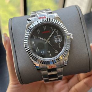 ساعات رجالية رياضية غير رسمية بحزام من الفولاذ المقاوم للصدأ، قطر 41 ملم، ساعة يد بأرقام عربية، ساعة ميكانيكية تناظرية للأعمال - Product Image 2