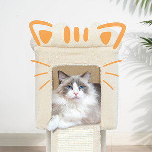 Modern Large 4-Level Cat Tree with Nest <b>Scratching</b> <b>Post</b> and Plush Climbing Frame for Indoor Cats - Product Image 2