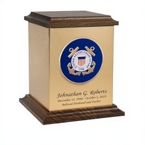 Urnas Funerarias Cúbicas de Bronce y Nogal para Cenizas Humanas con Bolsa de Terciopelo Gratis - Product Image 1