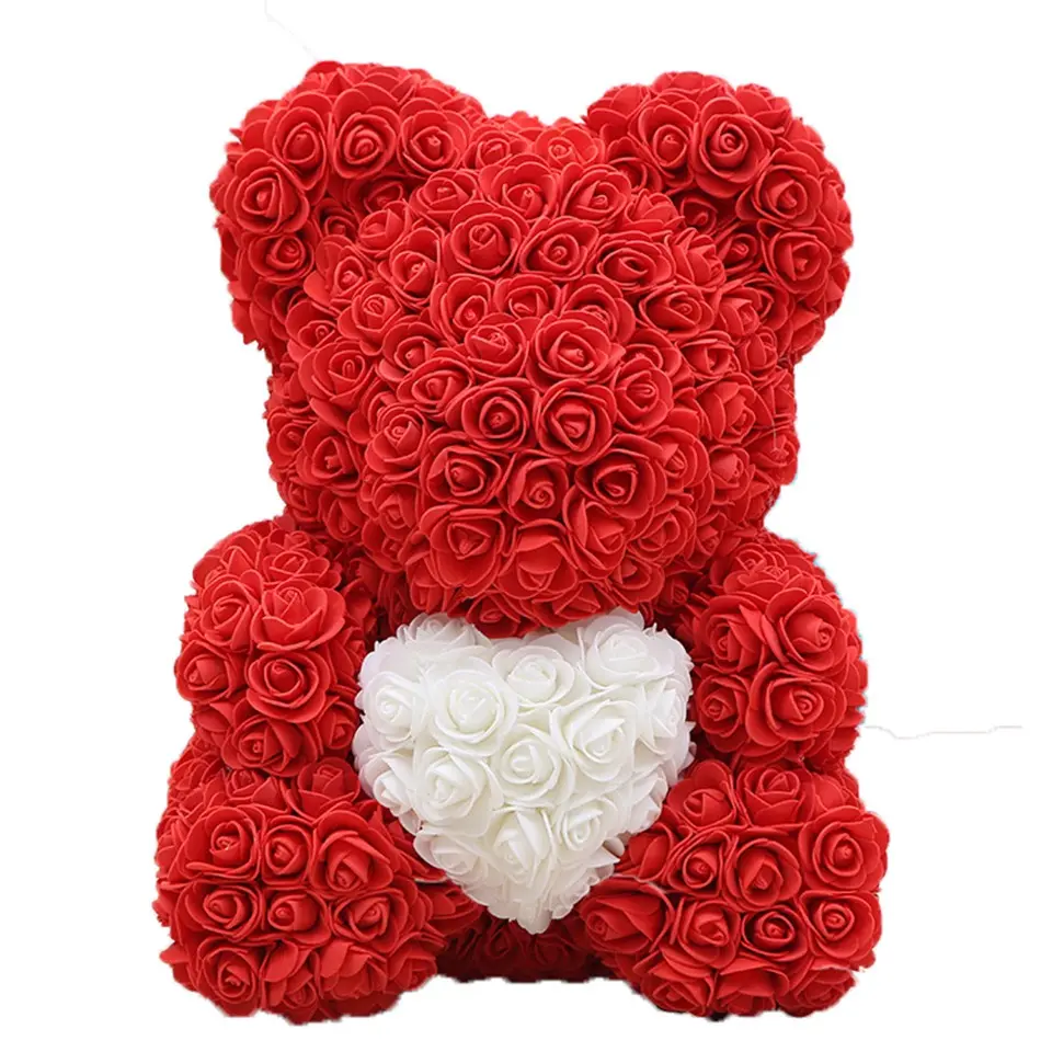 BLH 25 см розовый медведь День Святого Валентина искусственное мыло цветок медведь Подарочная коробка пенополиэтилен Тедди Роза медведь с сердцем