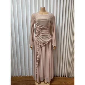 Abito Lungo Elegante da Donna all'Ingrosso, <span class=keywords><strong>Maniche</strong></span> Lunghe, Taglie Forti, Controllo Pancia, Collo Tondo <span class=keywords><strong>con</strong></span> Dettaglio Plissettato - Product Image 5