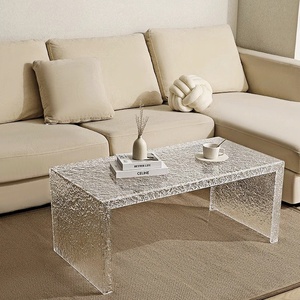 S Table d'appoint acrylique Table basse acrylique <span class=keywords><strong>Transparent</strong></span> Grain Table d'appoint mode Table basse eau <span class=keywords><strong>ondulé</strong></span> Table à thé - Product Image 4