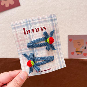 Nieuwe Stijl Herfst Denim Aardbei Bb Clips Kind Haarspelden Haarclip Groothandel Kids Sieraden Schattige Haaraccessoires - Product Image 4
