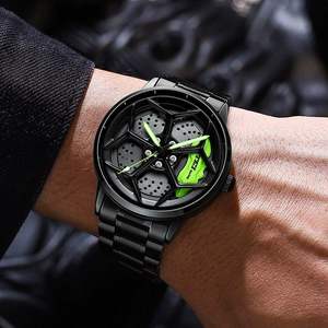 Montre Homme Quartz Acier Inoxydable Étanche avec Cadran Jante de Supercar et Roue 3D à Rotation 360°, Vente en Gros, Relogio Masculino - Product Image 2