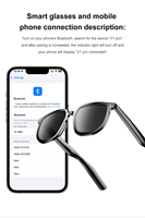 Lunettes Intelligentes IA V1 Pro : Enregistrement Vidéo, Assistant Vocal, Audio Open-Ear pour Voyages, Réunions et Vlogging