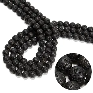 Wholesale Loose Bulk Black Lava Rock Round Beads Volcanic Lava Stone Beads For Bracelet Making 4mm 6mm 8mm 10mm 12mm