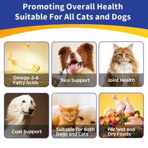 Huile de poisson EPA DHA Oméga 3 pour chiens, entièrement naturelle, <span class=keywords><strong>saumon</strong></span> sauvage, soutien de la peau et du pelage, soins de santé pour animaux de compagnie - Product Image 6