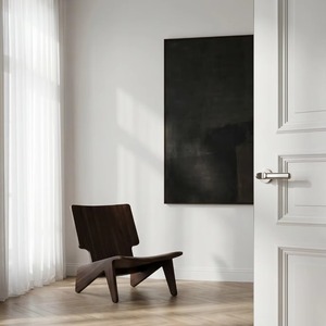 Manija de puerta de níquel pulido con cerradura de embutir interior, palanca de control simétrica para puertas de entrada de apartamentos y habitaciones de hotel - Product Image 5