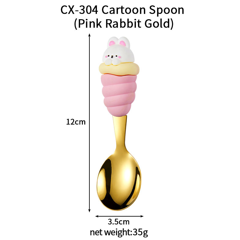 304 Children's Table Spoon (Pink Rabbit Gold)