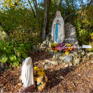 Statue <span class=keywords><strong>de</strong></span> la Vierge Marie en marbre blanc naturel, décoration <span class=keywords><strong>de</strong></span> jardin extérieur, église, sculpture pour application intérieure pour villa - Product Image 2