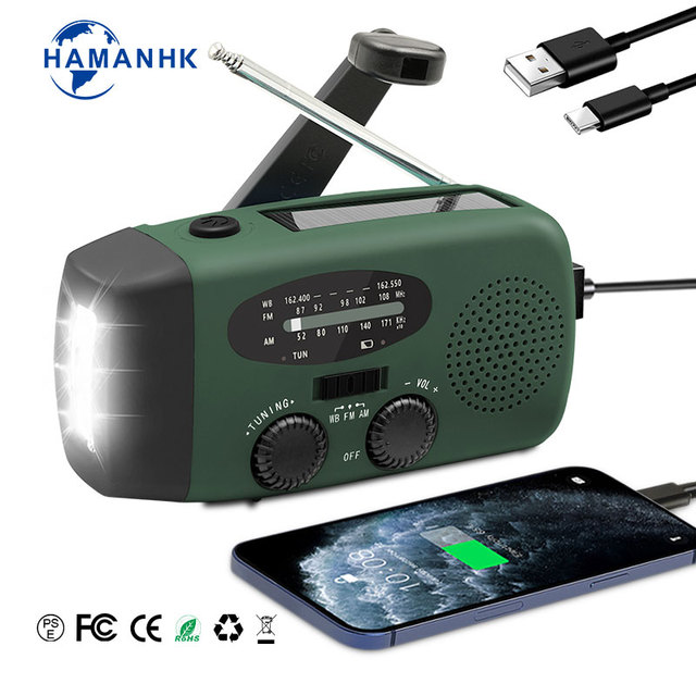 Best Emergency Survival Solar Kit Plastic Hand-Crank Radios with Flashlight AM FM Emergency Radio Solar Powered Crank Radio