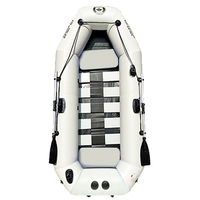 SOLARMARINE Bateau de pêche gonflable 7,5 pieds pour 2 personnes Kayak Raft Dinghy avec fond en bois à lattes pour adultes avec pagaies Pompe à air