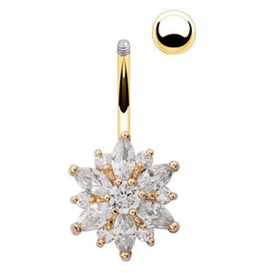 Thép không gỉ pha lê đá quý cong Barbell Nhẫn rốn rốn Nhẫn khuyên nhỏ daisy hoa piercing đồ trang sức - Product Image 6