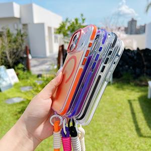 Funda Magnética Translúcida de Alta Calidad con Correa de Muñeca para iPhone Air 16 15 14 13 12 11 17 Pro Max, Compatible con Carga Inalámbrica - Product Image 2