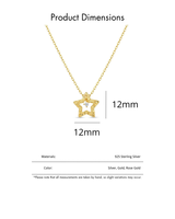 Kalung Rantai Pentagram Berongga CZ Perak Sterling 925 Berlapis Emas Hipoalergenik Perhiasan Berputar