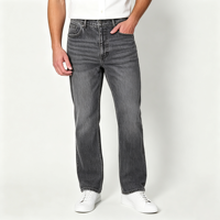 Jeans décontractés pour homme, coupe basse, extensibles, gris, en coton denim, cinq poches, style confortable pour tous les jours