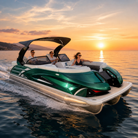 Bateau ponton spacieux personnalisé haut de gamme pour 12 passagers, avec arche sportive, table, auvent et direction hydraulique, idéal pour les sorties familiales