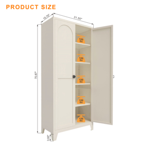<span class=keywords><strong>Armoire</strong></span> de rangement moderne en métal blanc avec 5 étagères réglables, durable et écologique, pour chambre et salon, meubles de maison - Product Image 2