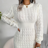 D15044 Herbst Damen bekleidung 2022 Bodycon Kleider mit Rundhals ausschnitt Damen Freizeit pullover Kleid