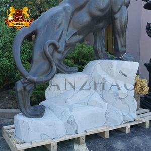 Estátua de tigre pedra mármore natural, escultura de tigre pedra preta - Product Image 3