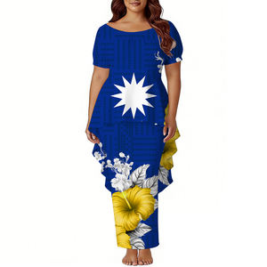 Vestido de Festa Plus Size para Mulheres, Vestido Samoano Puletasi, Vestido Personalizado Fiji Polinésio com Mangas Curtas, Vestido Bodycon 2 peças - Product Image 4