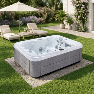 Spa de jardin VIRLUX Med pour couples avec cascade et lumières chromothérapeutiques pour une évasion intime et une relaxation en plein air - Product Image 1