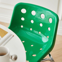 Chaise d'appoint en plastique respirante à trous circulaires, marron brillant poli, empilable, pour maison, balcon, café