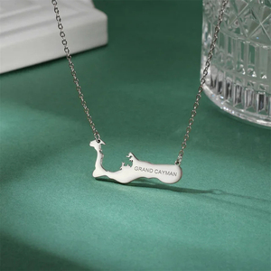 Collar con Colgante de <span class=keywords><strong>Mapa</strong></span> de las <span class=keywords><strong>Islas</strong></span> Caimán, Fabricante, Acero Inoxidable, Chapado en Oro de 18K - Product Image 4
