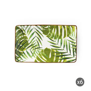 Assiettes de service Excelsa en céramique motif feuillage 20x12,5 cm vertes, lot de 6 - Product Image 4