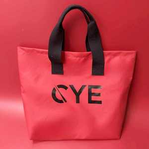 Women's 16\" Red <b>Nylon</b> Waterproof Travel Shopping <b>Bag</b> Reusable Carry Zipper Outdoor Folding <b>Shoulder</b> <b>Bag</b> Logo Geometric Pattern - Product Image 2