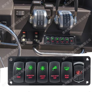 Boat <b>Switch</b> Panel 12-24V Digital Voltage Gauge Dual <b>USB</b> Charging Ports For Marine Use - Product Image 1