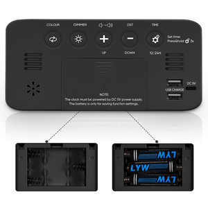 RGB Đồng hồ báo thức và độ ẩm hiển thị cho đôi đồng hồ báo thức và điều khiển bằng giọng nói với USB sạc giao diện phòng - Product Image 6