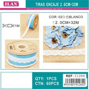 Strisce di pizzo Ilan 2,0 cm x 32 m bianche per artigianato e cucito - Product Image 3