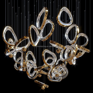 Lámpara colgante de cristal personalizada moderna para Villa, hogar, sala de estar, dormitorio, escalera, vestíbulo de hotel, recepción, candelabros LED de cristal - Product Image 3