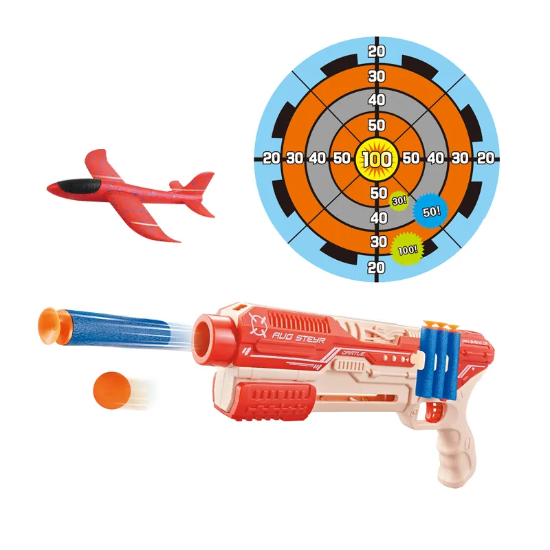 子供のための柔らかい弾丸でおもちゃの銃を射撃する手動投げフォーム飛行機ターゲット