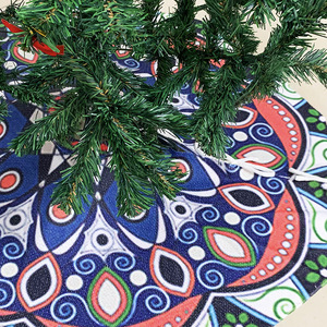 New Cross-Border Christmas <b>Tree</b> <b>Stand</b> Accessories Family Christmas <b>Tree</b> Apron Printed Knitted Wool Red Black Christmas <b>Tree</b> - Product Image 3