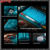 Teclado mecánico 8Bitdo Retro87, azul agua transparente, inalámbrico BT de tres modos, universal para PC y portátiles.