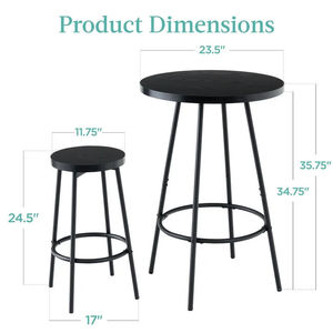 Cross-border modern minimalist round <b>bar</b> <b>table</b> and patio balcony casual dining <b>table</b> and chair set with wooden high stools - Product Image 5