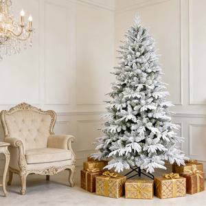 Usine de fabrication d'arbres de Noël avec lumières LED, arbre articulé en PE et PVC velours avec pinèdes, base OEM ODM personnalisée - Product Image 1