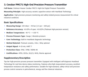 Transmisor Original Endress+Hauser Cerabar PMC71 de Presión Absoluta y Manométrica - HART 7/4-20mA - Product Image 3