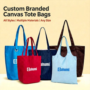 Gahumi Custom Branded <b>Canvas</b> <b>Tote</b> <b>Bag</b> Two Handles Letter Print Open Top Shopping Shoulder Handbag OEM/ODM - Product Image 1