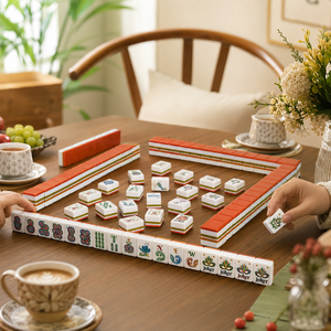 Ensemble de <span class=keywords><strong>Mahjong</strong></span> de Luxe Personnalisé en Acrylique avec Tuiles Orange pour Cadeaux de Casino, Achat en Gros, ODM, OEM - Product Image 4