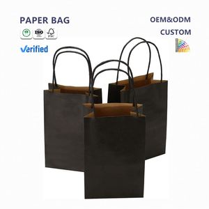 Wholesale Recyclable Custom Logo Eco-friendly Kraft <b>Paper</b> Bags Hand Length Handle for Clothing Gift - Product Image 1