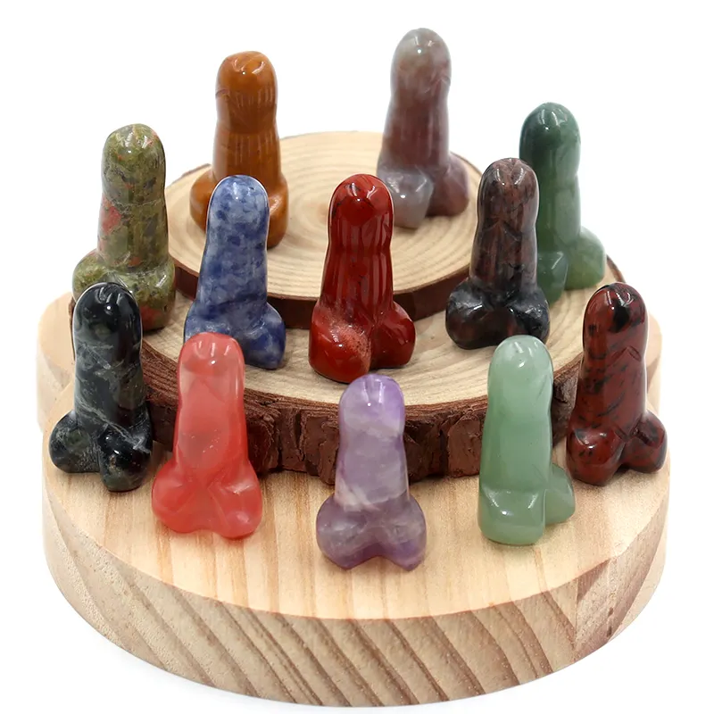 Wholesale natural hand made carved healing stones crystal dildo small crystal penis for decoration
