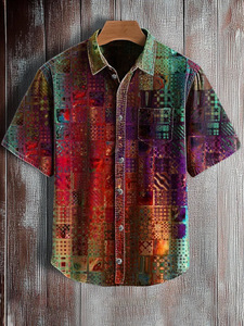 <span class=keywords><strong>Chemise</strong></span> <span class=keywords><strong>pour</strong></span> <span class=keywords><strong>homme</strong></span> de style hawaïen ample à col rabattu, à séchage rapide, respirante, imprimée, décontractée, vintage, en gros - Product Image 4